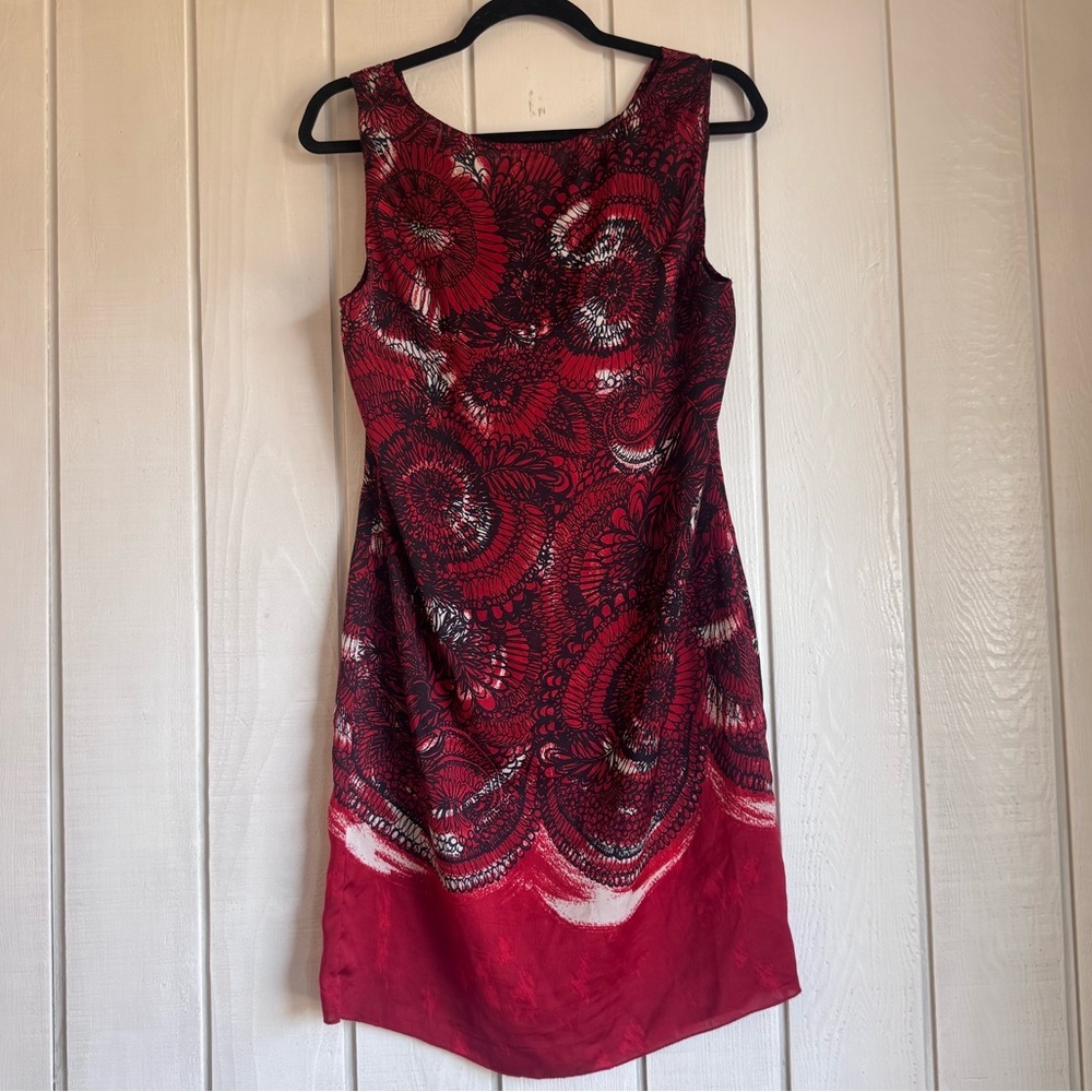 Sisley Red Floral Cowl Neck Mini Dress - Picture 3 of 7
